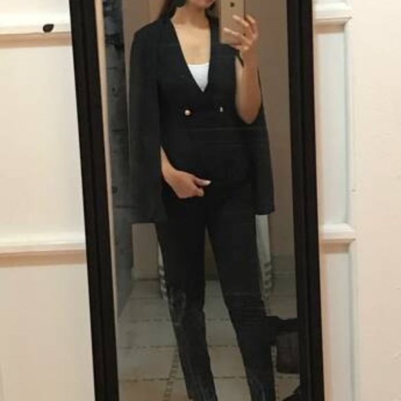 ALL ABOUT CLASS black 2 piece Cape Blazer & Pants Suit - Picture 16 of 16